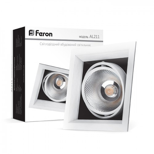 

Карданный светильник Feron AL211 COB 30W белая рамка