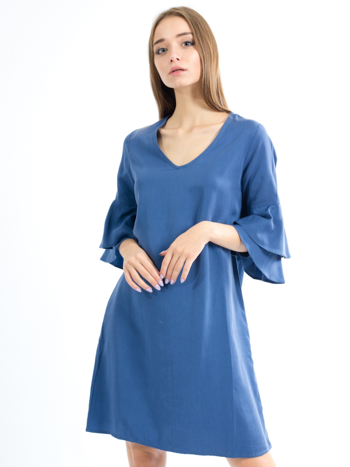 

Платье с двойным воланом BEBE PLUS 21546  Синий, Платье с двойным воланом BEBE PLUS 21546 S Синий