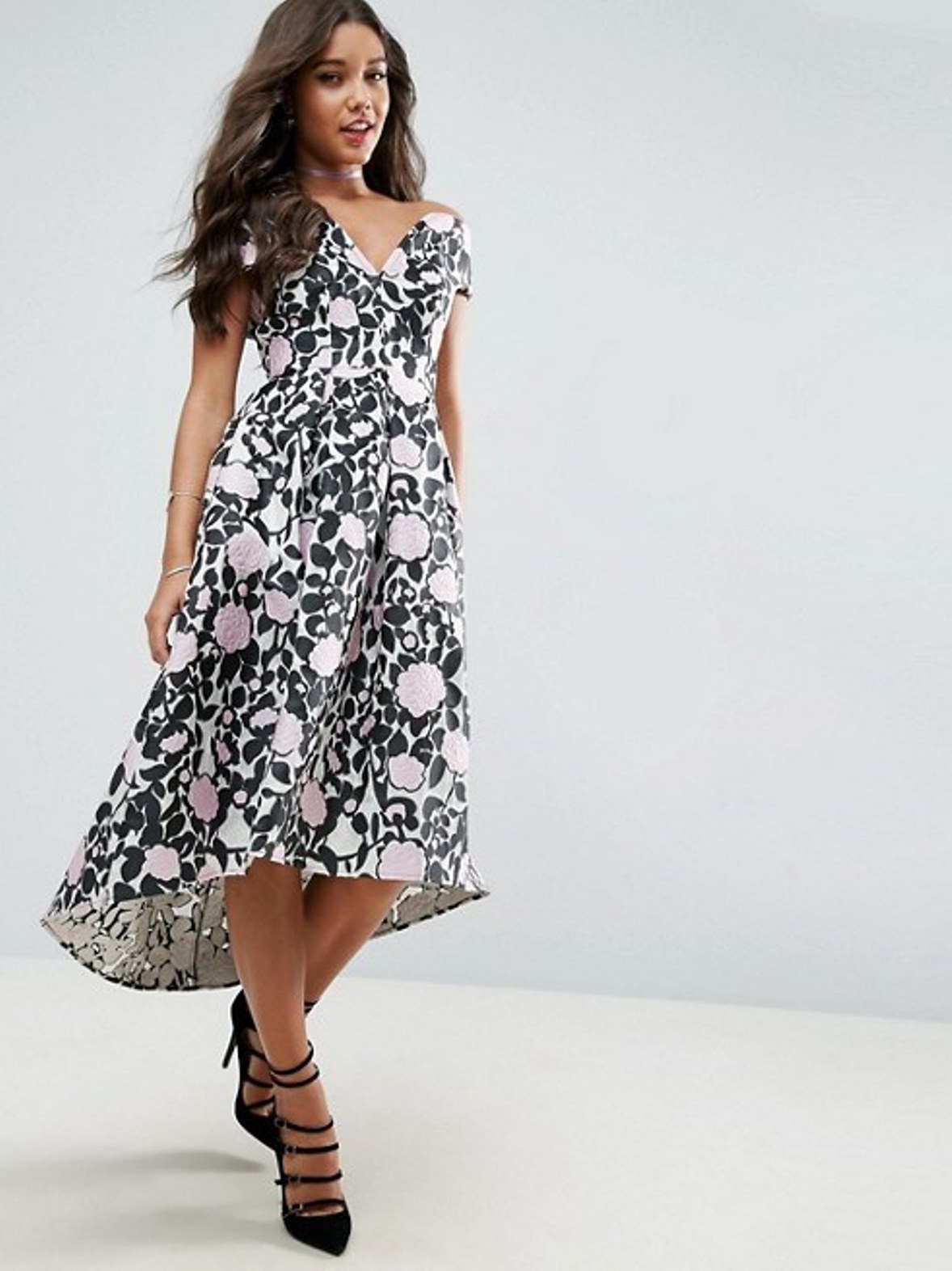 

Платье миди с цветочным принтом ASOS AS250520-2  Черный, Платье миди с цветочным принтом ASOS AS250520-2 L Черный