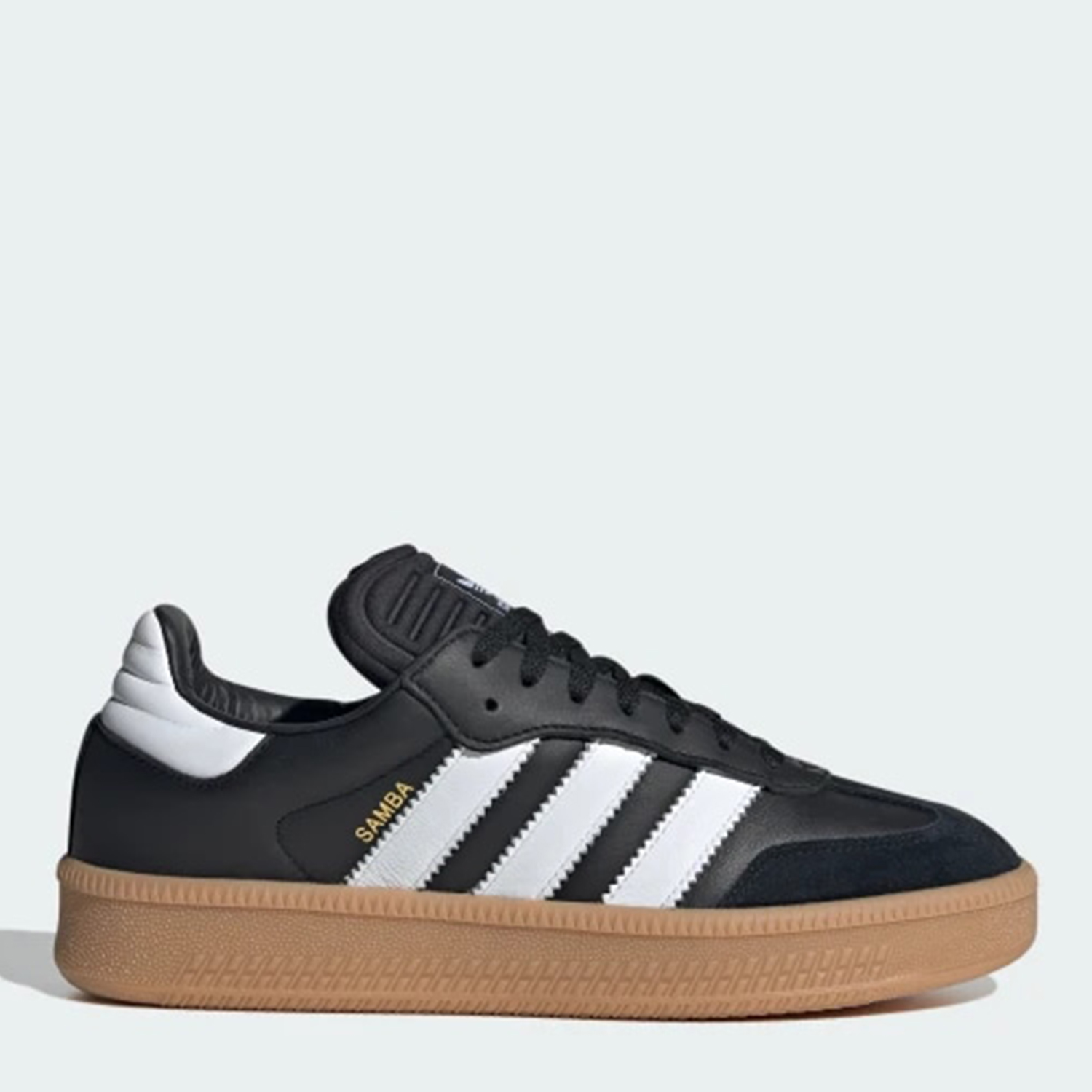 Акція на Чоловічі кеди низькі Adidas Samba Xlg IE1379 46.5 (11.5UK) 30 см Cblack/Ftwwht/Gum3 від Rozetka