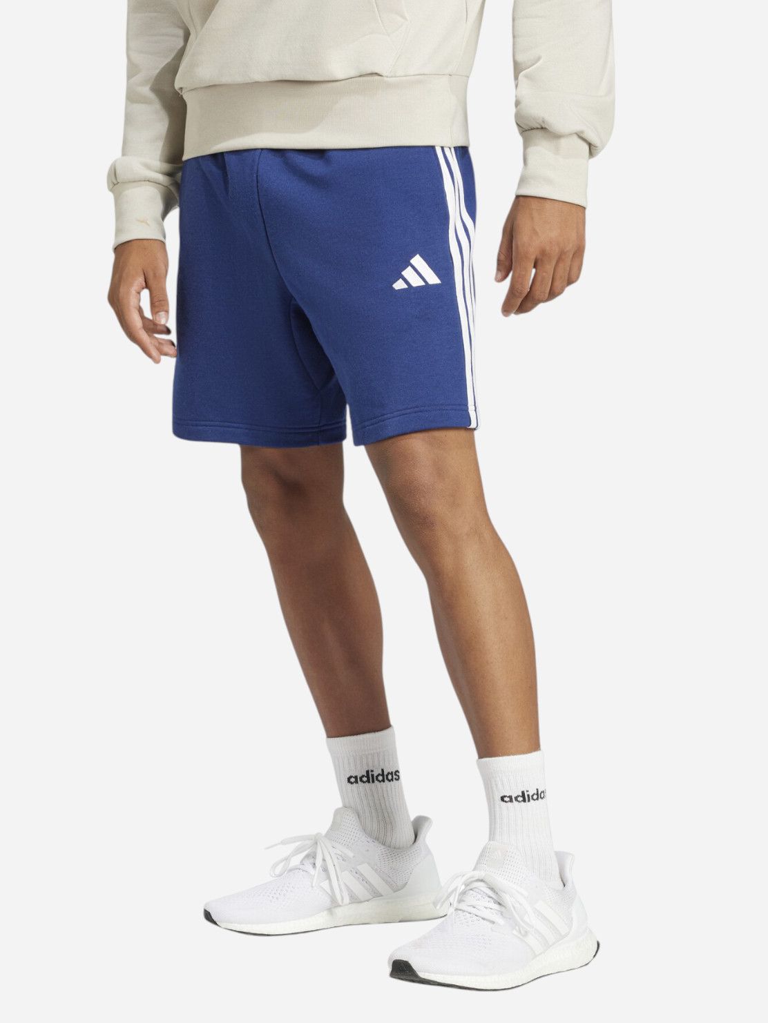 Акція на Шорти бавовняні короткі чоловічі Adidas M 3S Ft Sho JE6417 M Dkblue/White від Rozetka