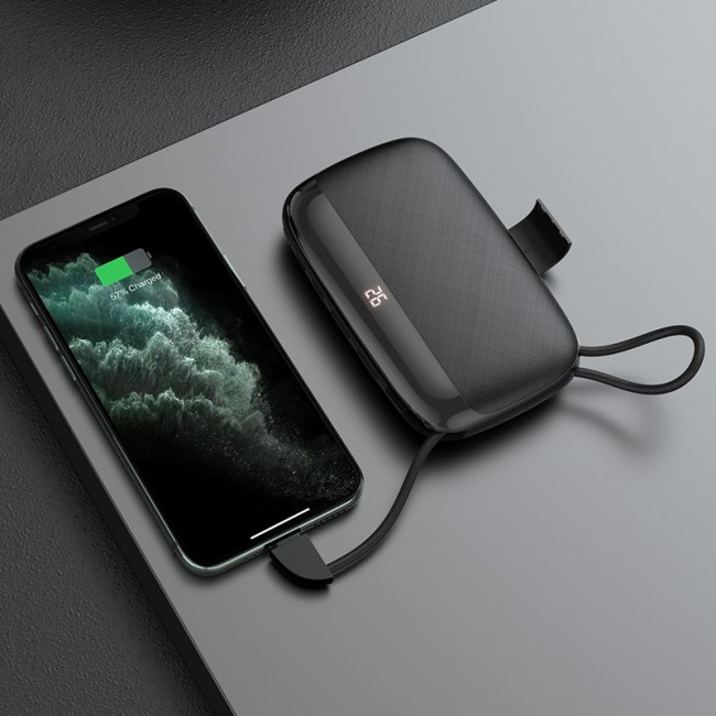 

Power Bank Hoco S29 Nimble mobile power 10000mAh (с кабелем Lightning) Black