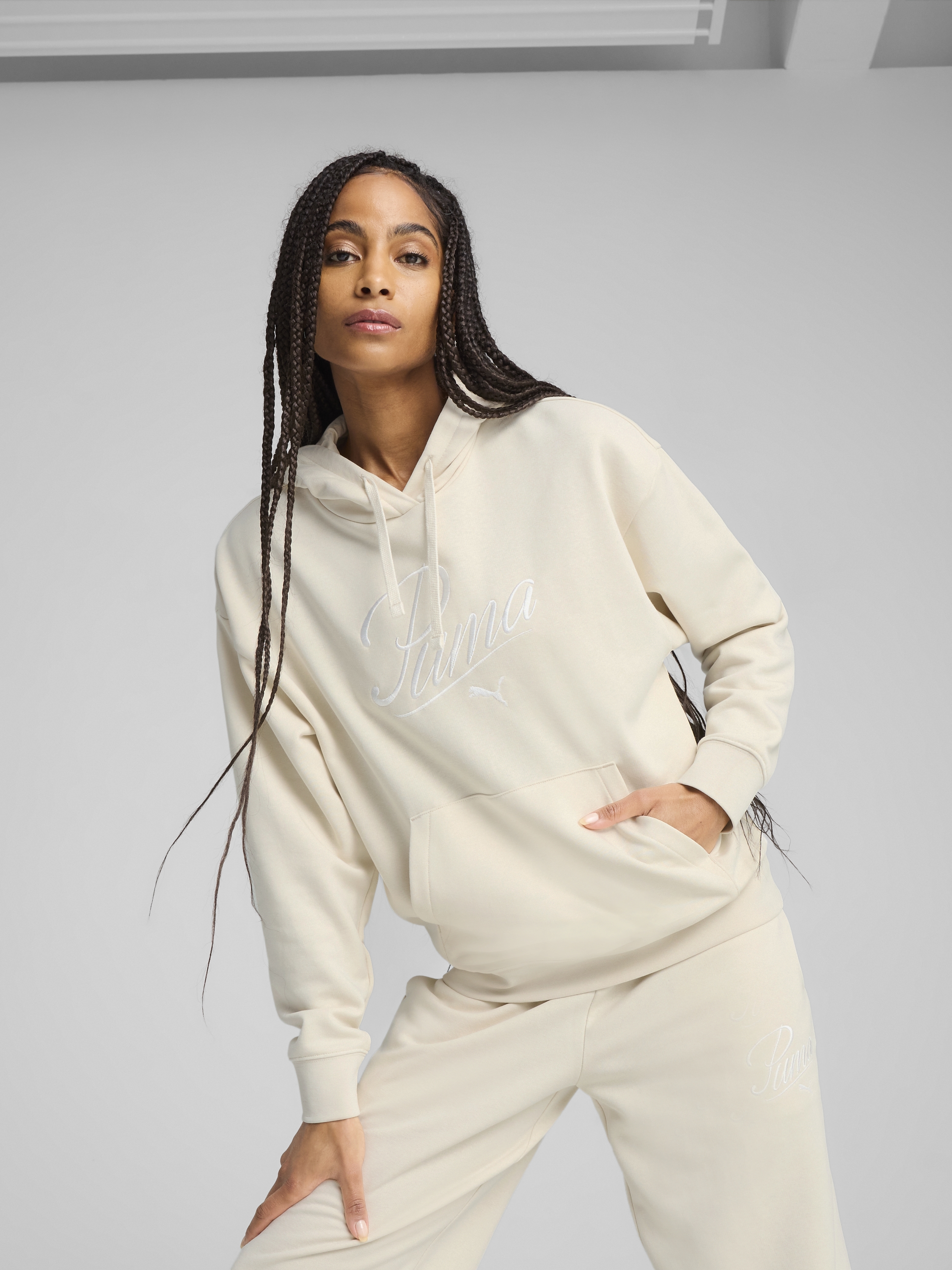 Акція на Худі жіноче Puma Ess Script Comfort Hoodie Tr 68498387 S Alpine Snow від Rozetka