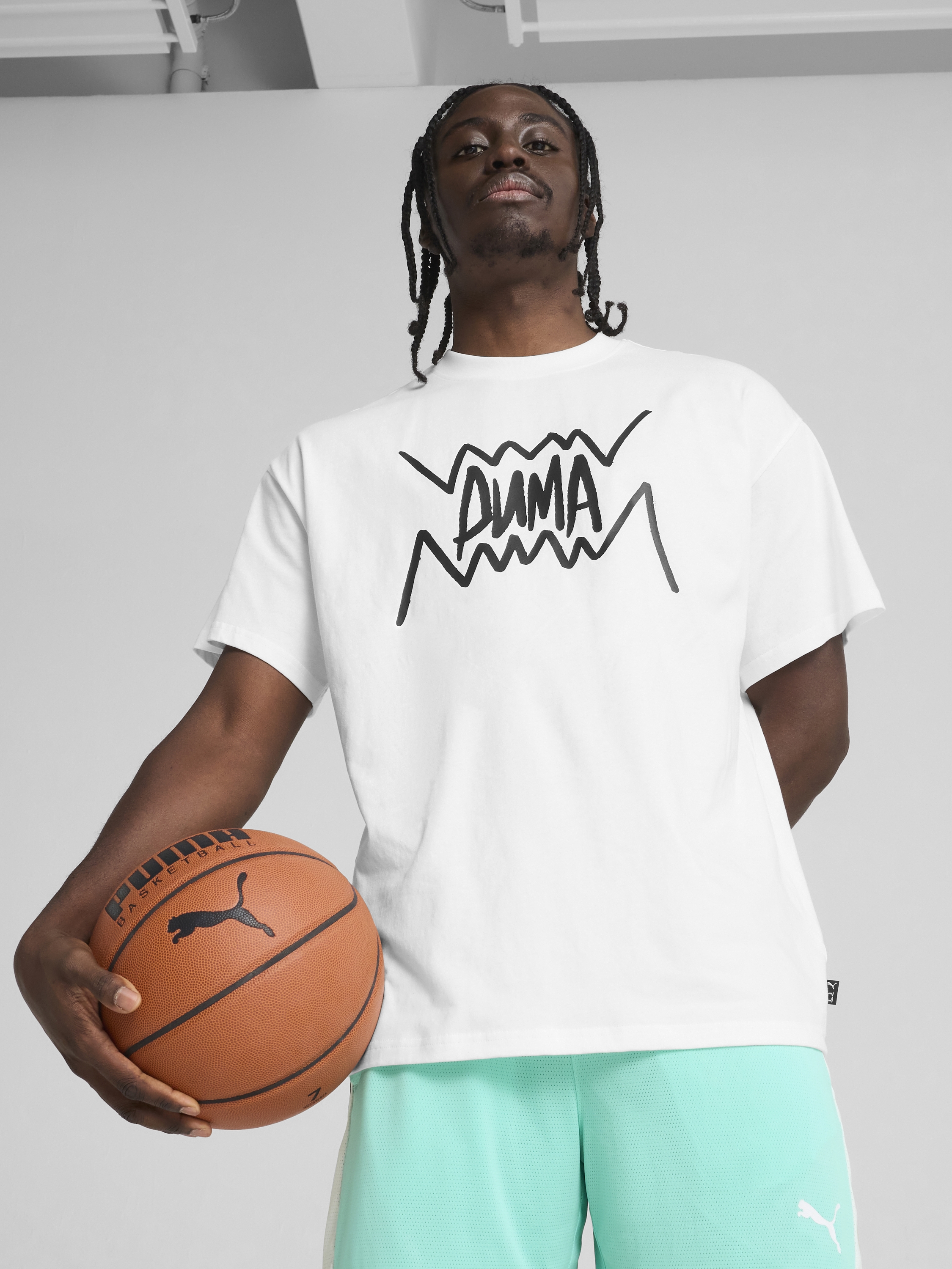 Акція на Футболка бавовняна довга чоловіча Puma Jaws Core Tee I 63049202 S White з принтом від Rozetka