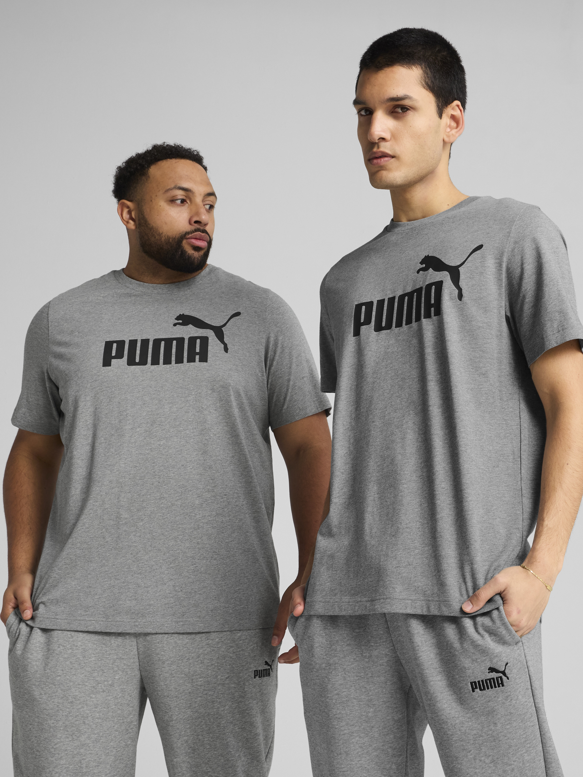 Акція на Футболка бавовняна довга чоловіча Puma Ess No. 1 Logo Tee 68253203 XL Medium Gray Heather з принтом від Rozetka