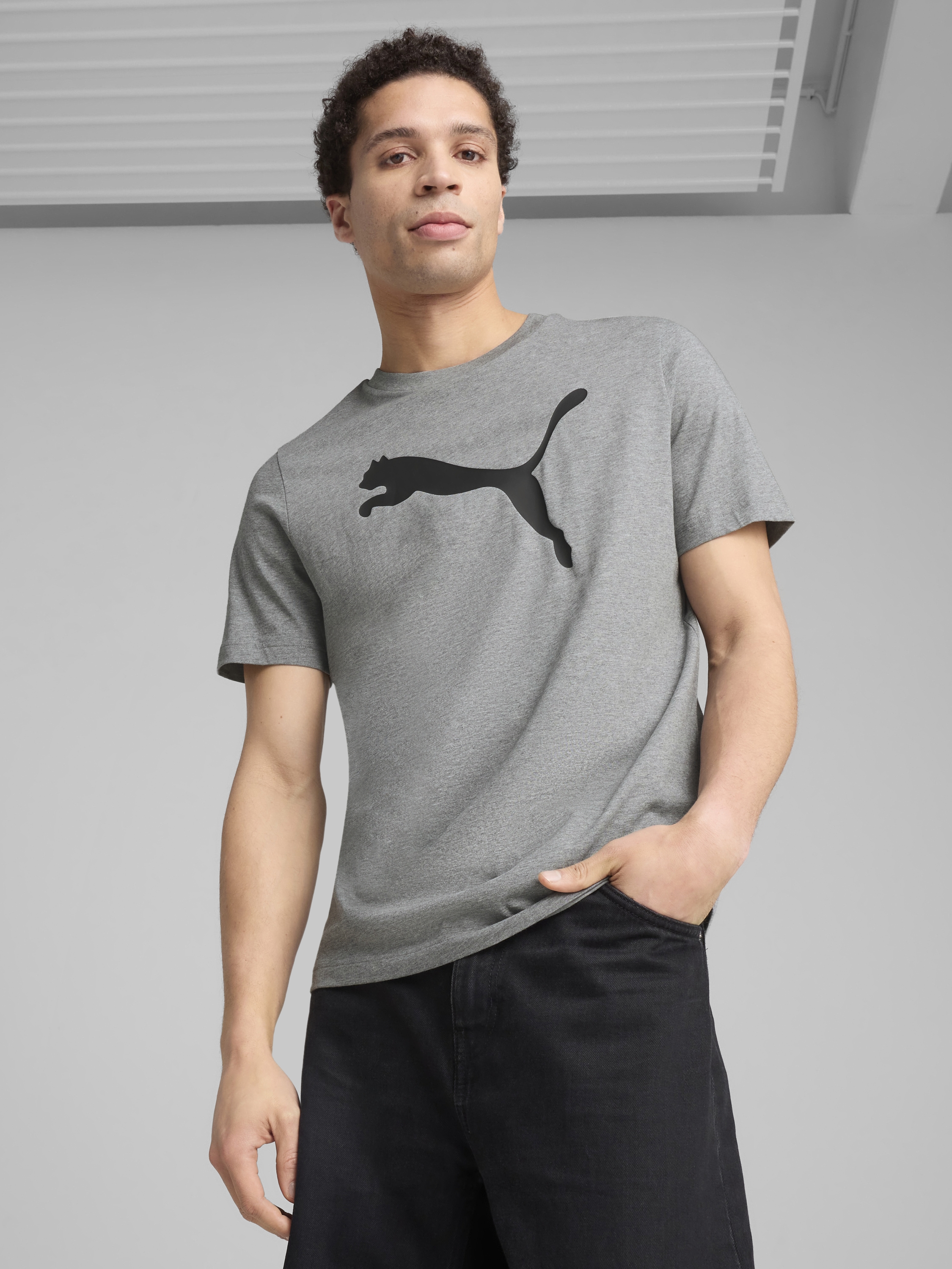 Акція на Футболка бавовняна довга чоловіча Puma Ess Tee 68253603 3XL Medium Gray Heather з принтом від Rozetka