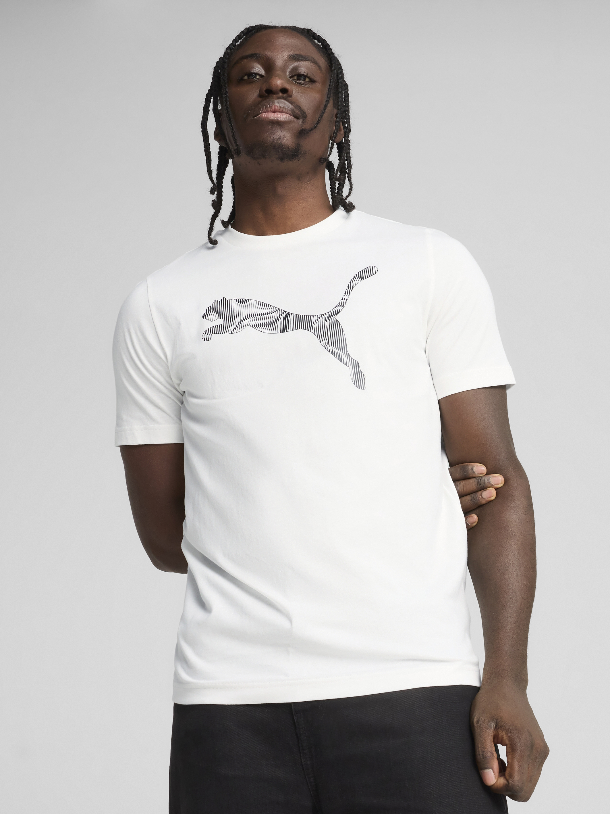 Акція на Футболка бавовняна довга чоловіча Puma Mass Merchants Logo Tee 68466002 2XL White з принтом від Rozetka