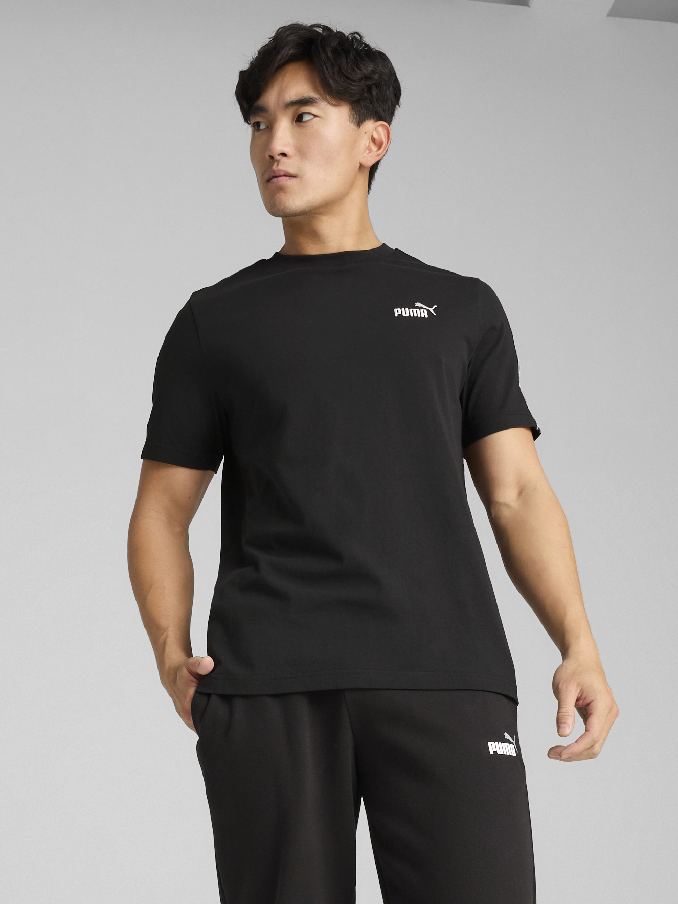 Акція на Футболка бавовняна довга чоловіча Puma Ess Tape Tee 68467401 3XL Black від Rozetka