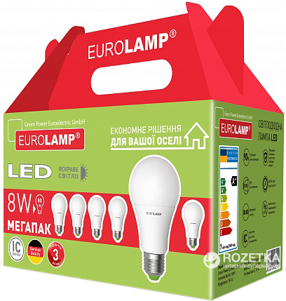 

Промо-набор Eurolamp LED E27 8W 6 pcs A60 3000K (MLP-LED-A60-08273(6))