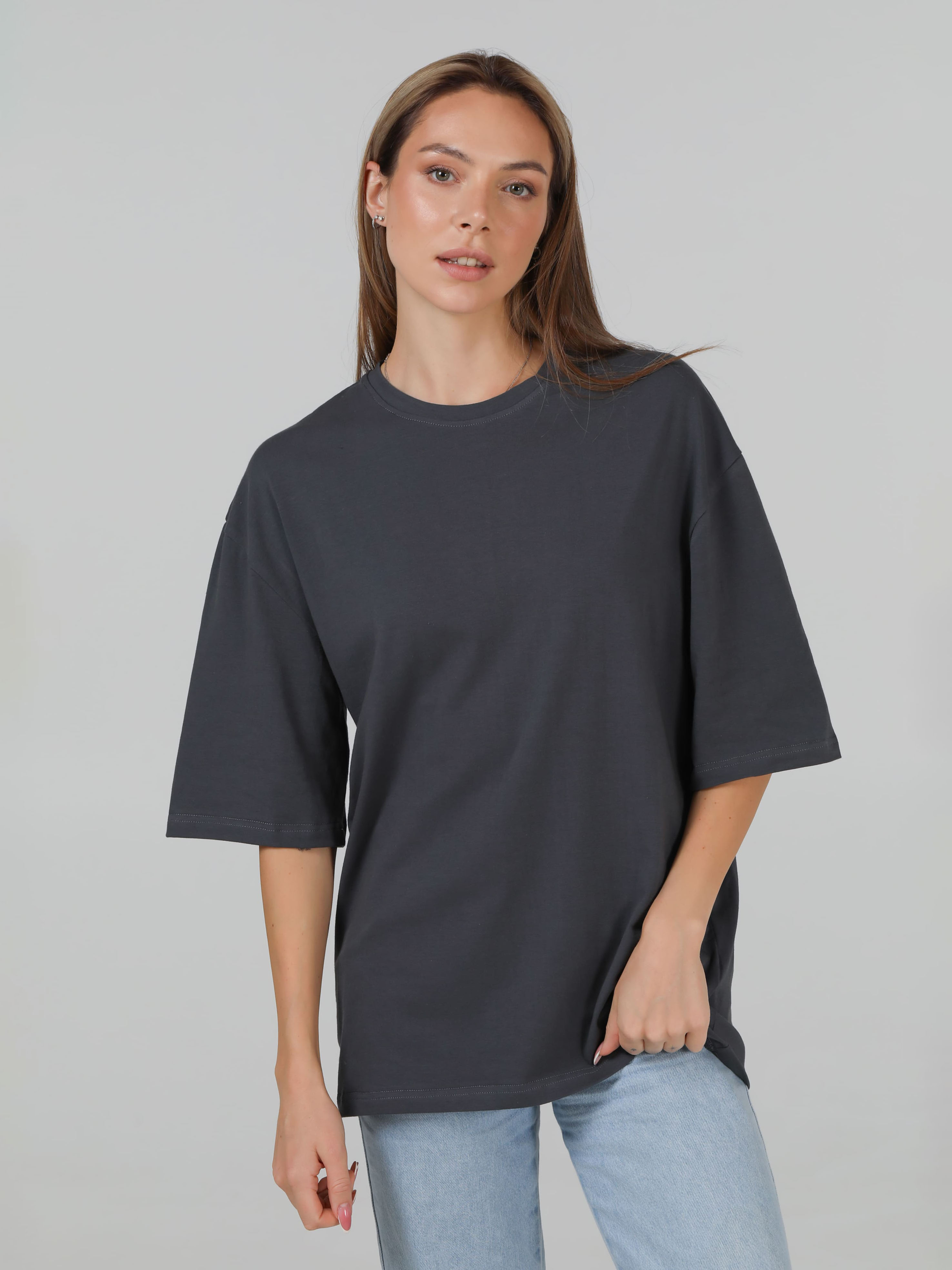 Акція на Футболка бавовняна оверсайз жіноча Ray Oversize Unisex U0104W L/XL Dark Grey від Rozetka