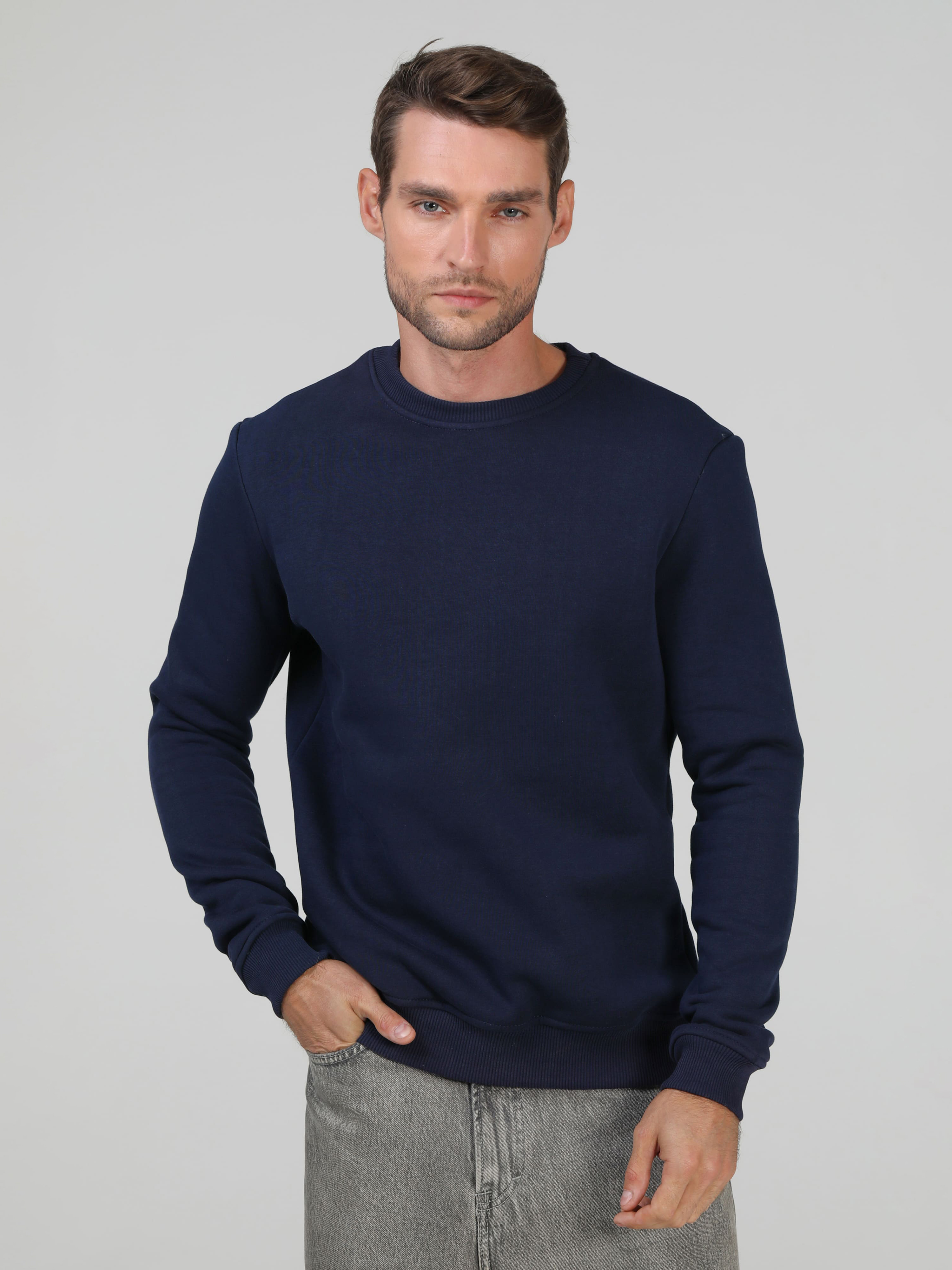 Акція на Світшот на флісі чоловічий Ray Basic U0301M XL Navy Blue від Rozetka