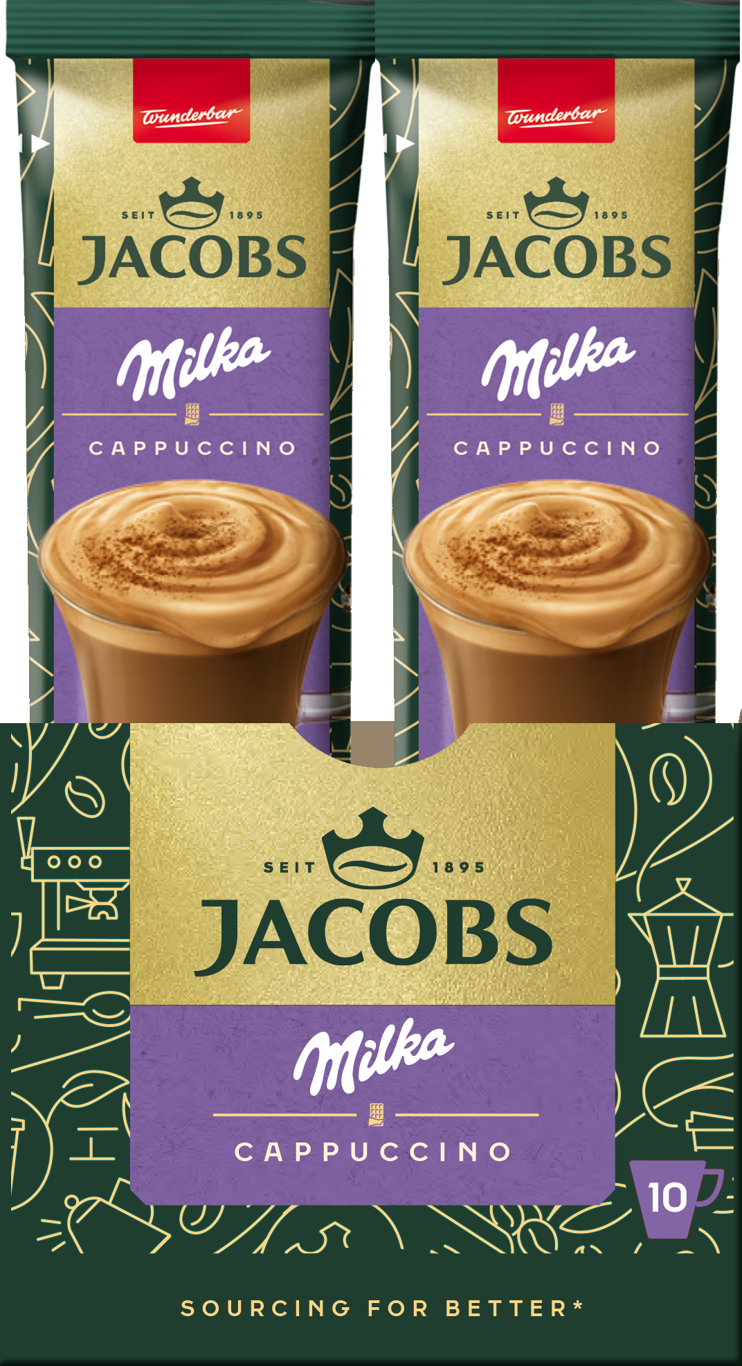 Купить Кофейный напиток Jacobs Milka Cappuccino 10 x 18 г