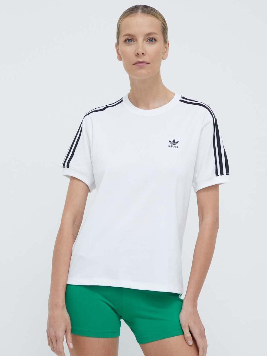 Акція на Футболка бавовняна жіноча Adidas 3 Stripe Tee IR8051 XS White від Rozetka