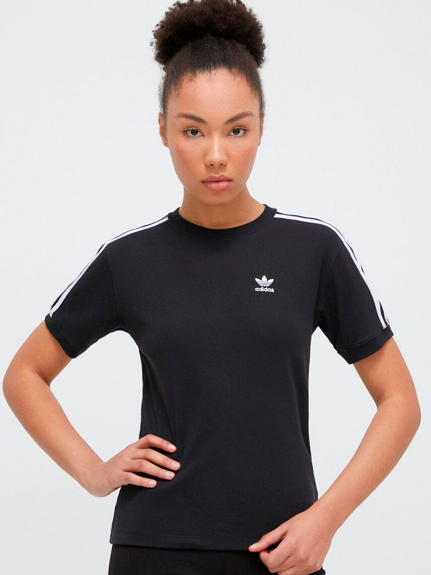 Акція на Футболка бавовняна жіноча Adidas 3 Stripe Tee IU2420 2XL Black від Rozetka