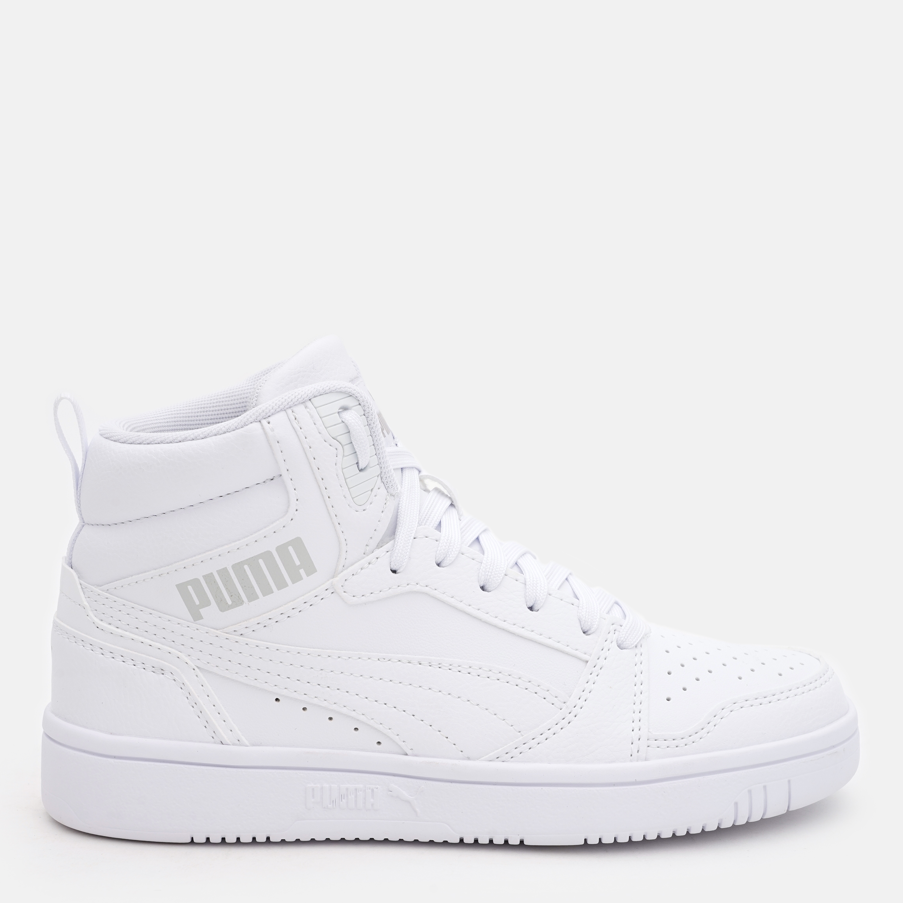 Акція на Підліткові демісезонні черевики для хлопчика Puma Rebound V6 Mid 39383105 36 Puma White-Cool Light Gray від Rozetka