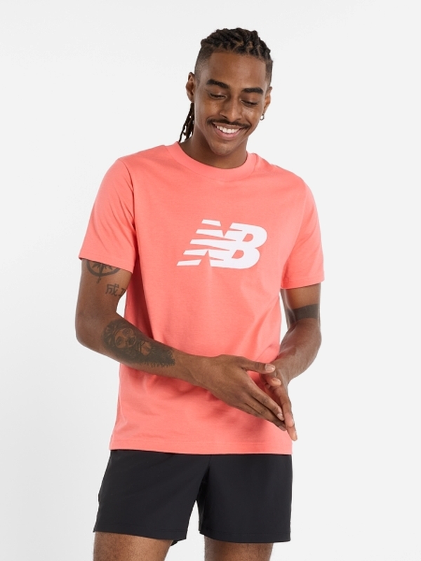 Акція на Футболка бавовняна довга чоловіча New Balance Sport Jersey Logo MT43906DTR M Яскраво-рожева від Rozetka