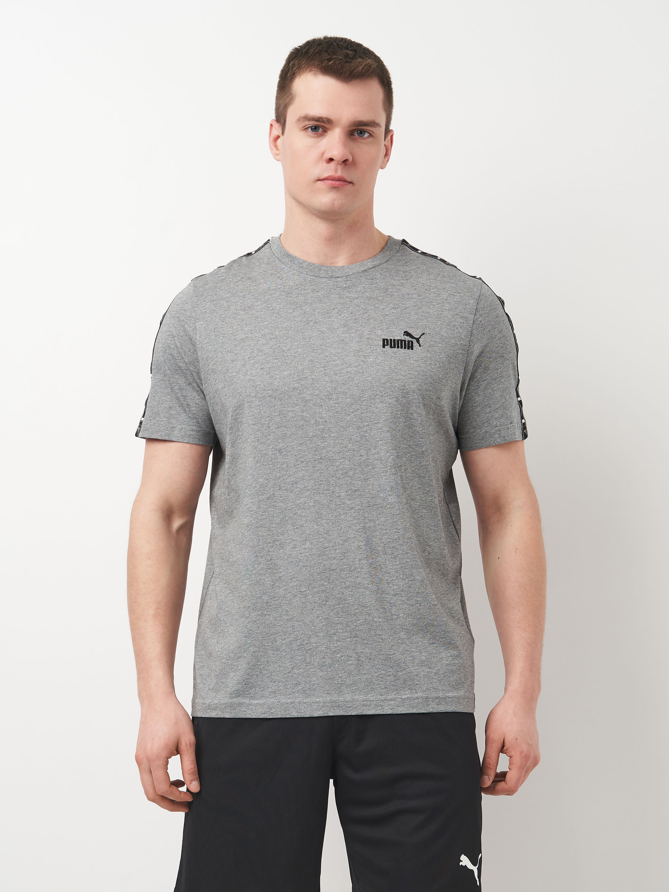 Акція на Футболка бавовняна чоловіча Puma Ess Tape Tee 68467403 M Medium Gray Heather від Rozetka