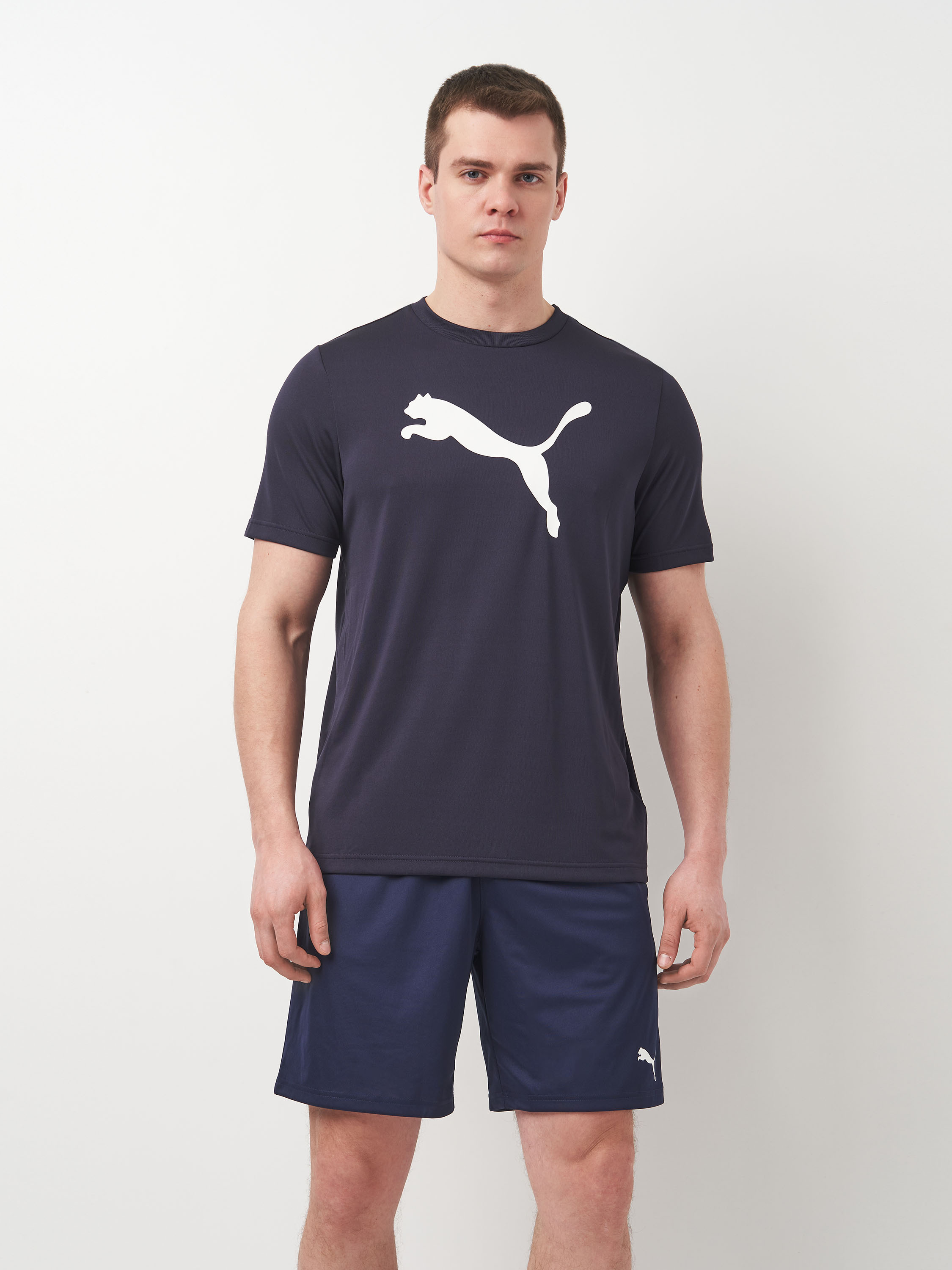 Акція на Футболка довга чоловіча Puma Ess Poly Tee 68254016 XL New Navy з принтом від Rozetka