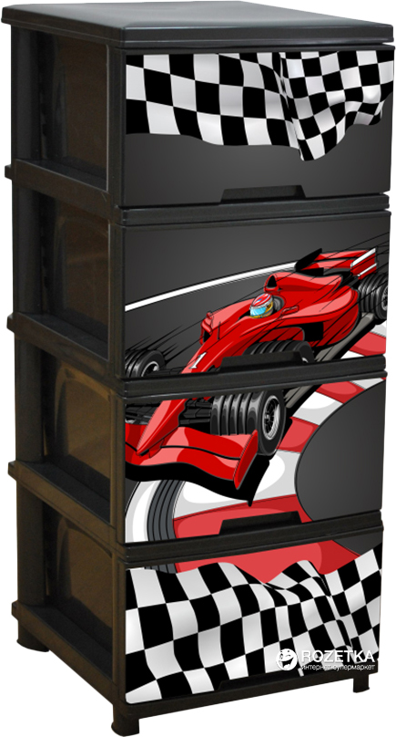 

Комод пластиковый Алеана Ралли 4 полки Черный (123093-т.сір/Раллі)