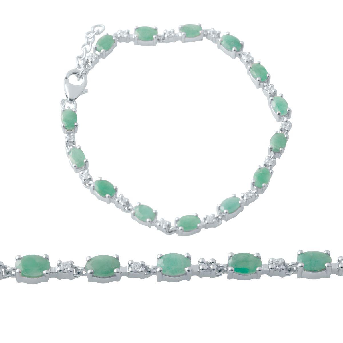 

Серебряный браслет с натуральным изумрудом 6.538ct 2040408 Регулируемый размер