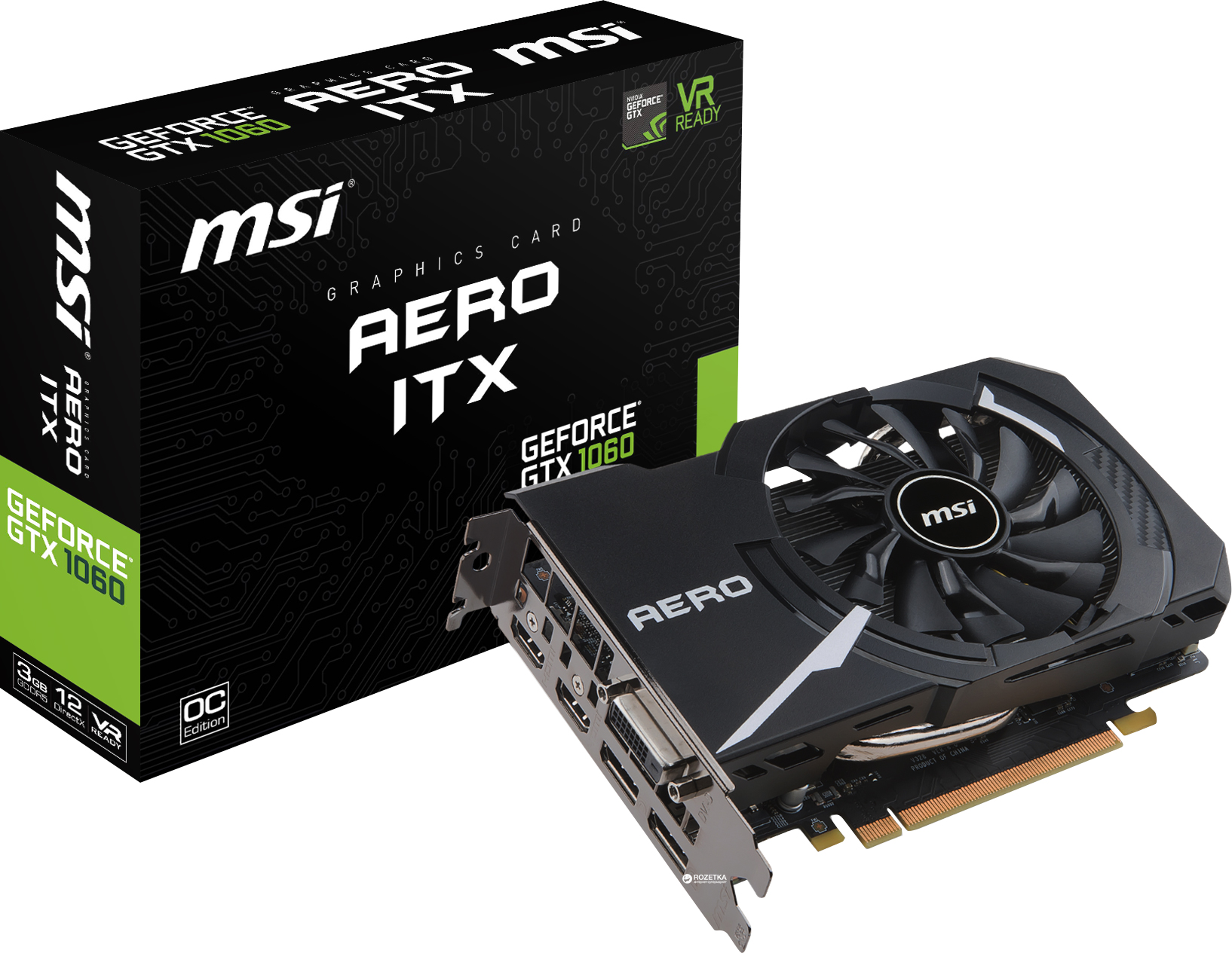 Видеокарта MSI PCI-Ex GeForce GTX 1060 Aero ITX OC 3GB GDDR5 (192bit)  (1544/8008) (DVI, 2 x HDMI, 2 x DisplayPort) (GTX 1060 AERO ITX 3G OC) –  фото, отзывы, характеристики в интернет-магазине