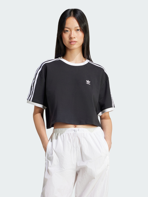 Акція на Футболка бавовняна оверсайз жіноча Adidas 3S Loose Crop T JC8149 2XS Black від Rozetka