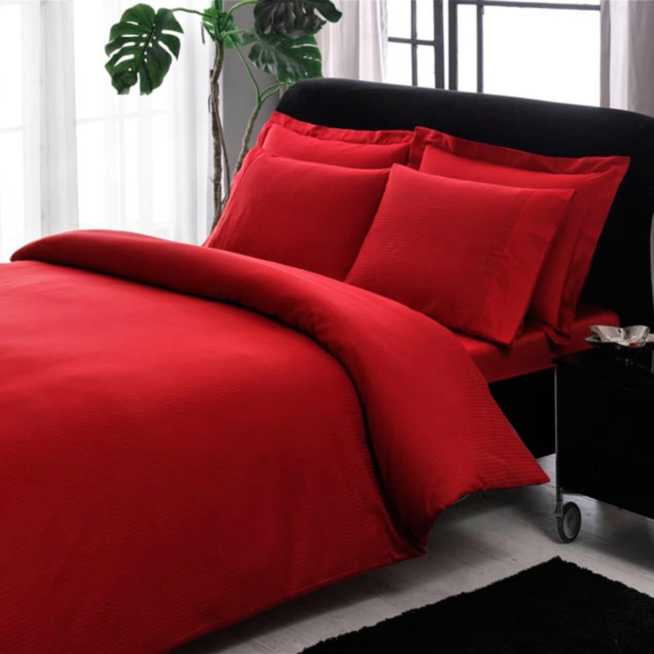 

Двуспальный King Size комплект TAC Premium Basic Red Сатин-Stripe красный цвет