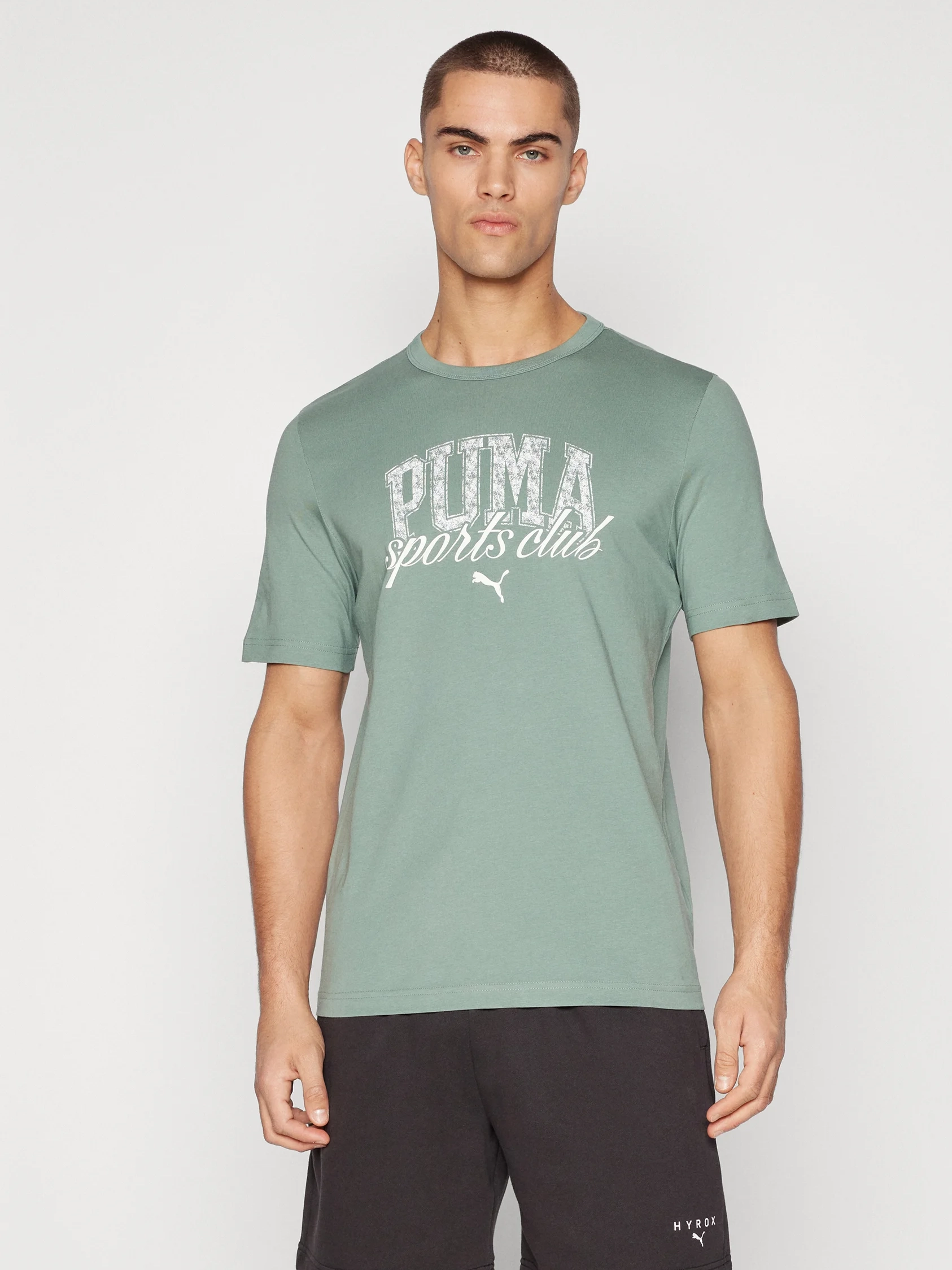 Акція на Футболка бавовняна довга чоловіча Puma Class Graphic Tee 68464330 M Green Moon з принтом від Rozetka