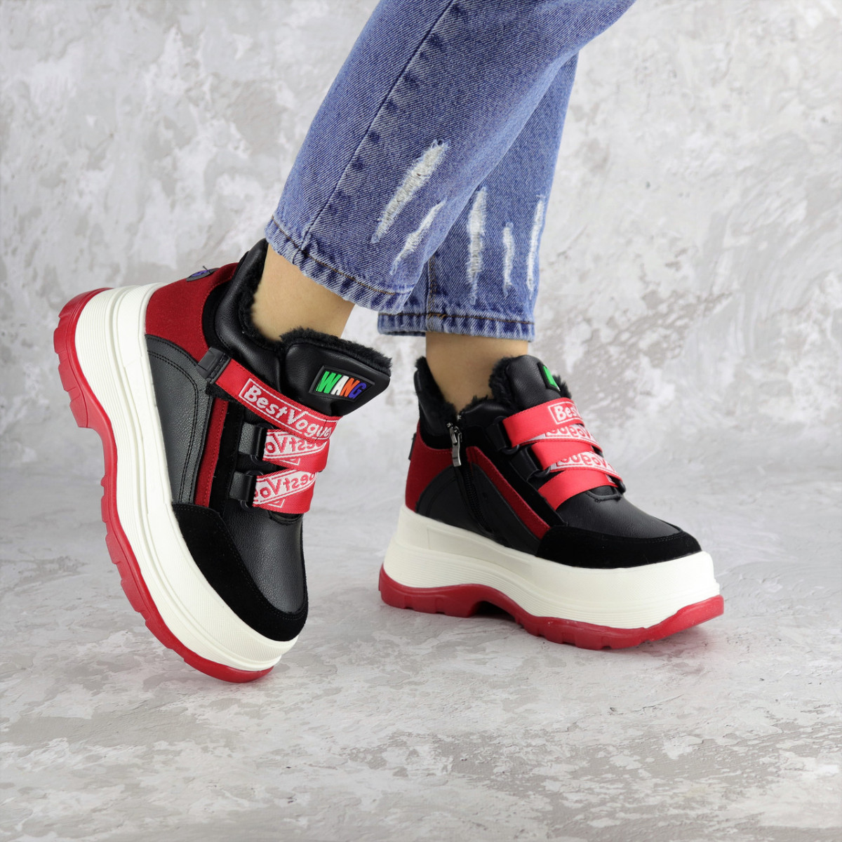 

Кроссовки женские зимние Fashion Cutenise 2348 39 размер 24,5 см Красный