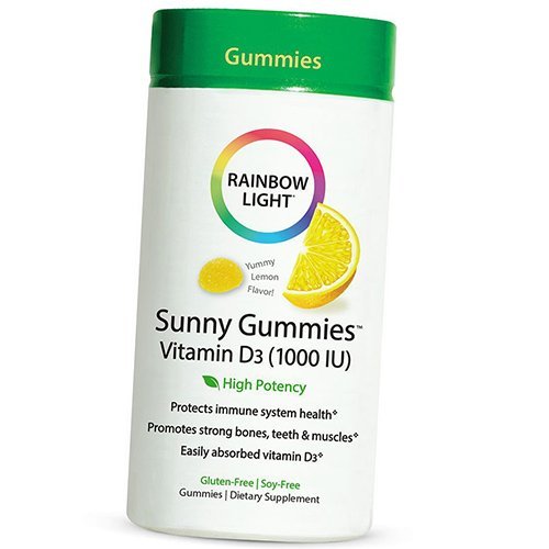 

Жевательный Витамин Д, Sunny Gummies Vitamin D3 1000, Rainbow Light 100таб Лимон (36316016)