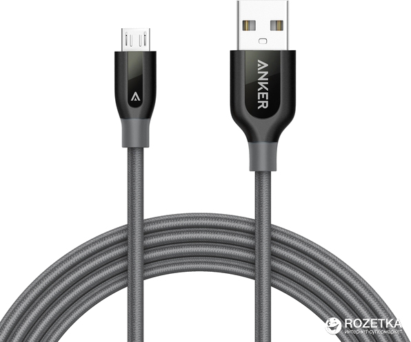 

Кабель Anker PowerLine+ microUSB-USB 1.8 м V3 Space Gray (A8143HA1/A8143GA1)