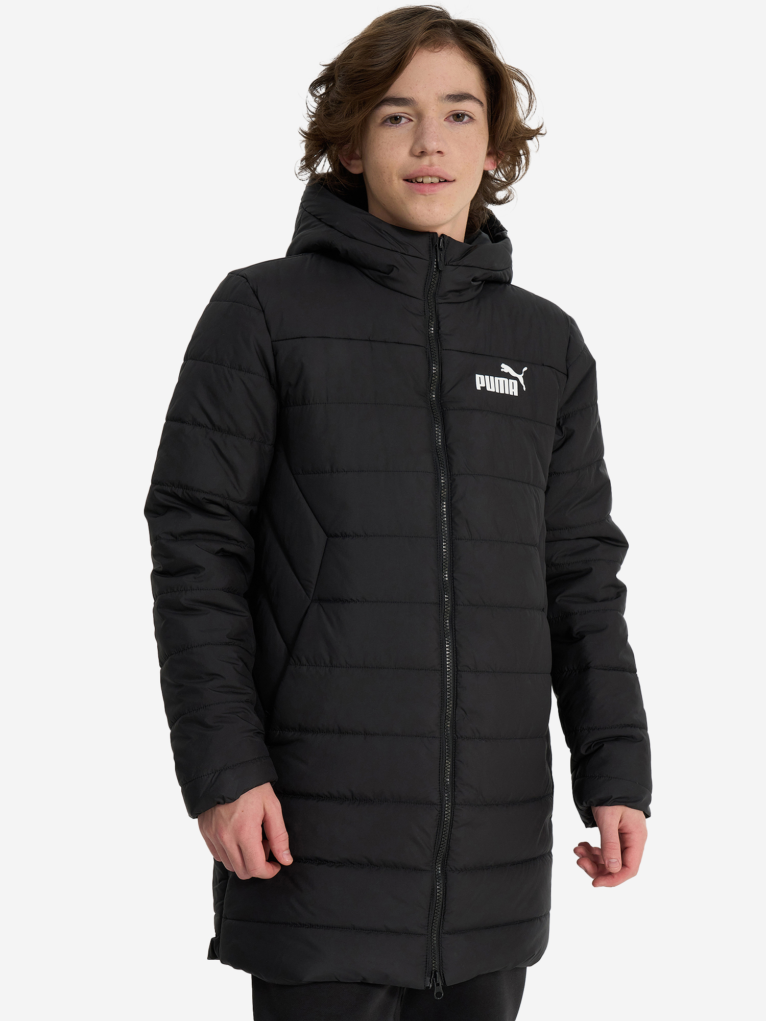 Акція на Дитяча зимова довга стьобана куртка для хлопчика Puma ESS Padded Coat 84986201 104-110 см Black від Rozetka