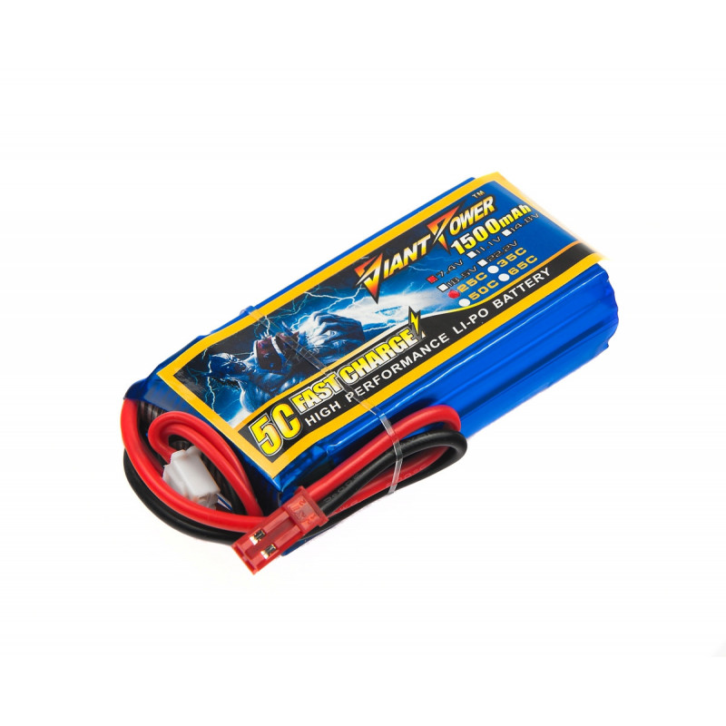 

Аккумулятор Giant Power Li-Pol 1500mAh 7.4V 2S 25C 19x32x61мм JST (DLC-2S1500C-JST)