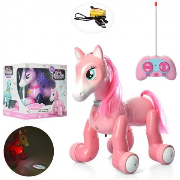 

Игрушка Пони на радиоуправлении на пульте Best Toys 1031 со световыми звуковыми эффектами с проектором розовая