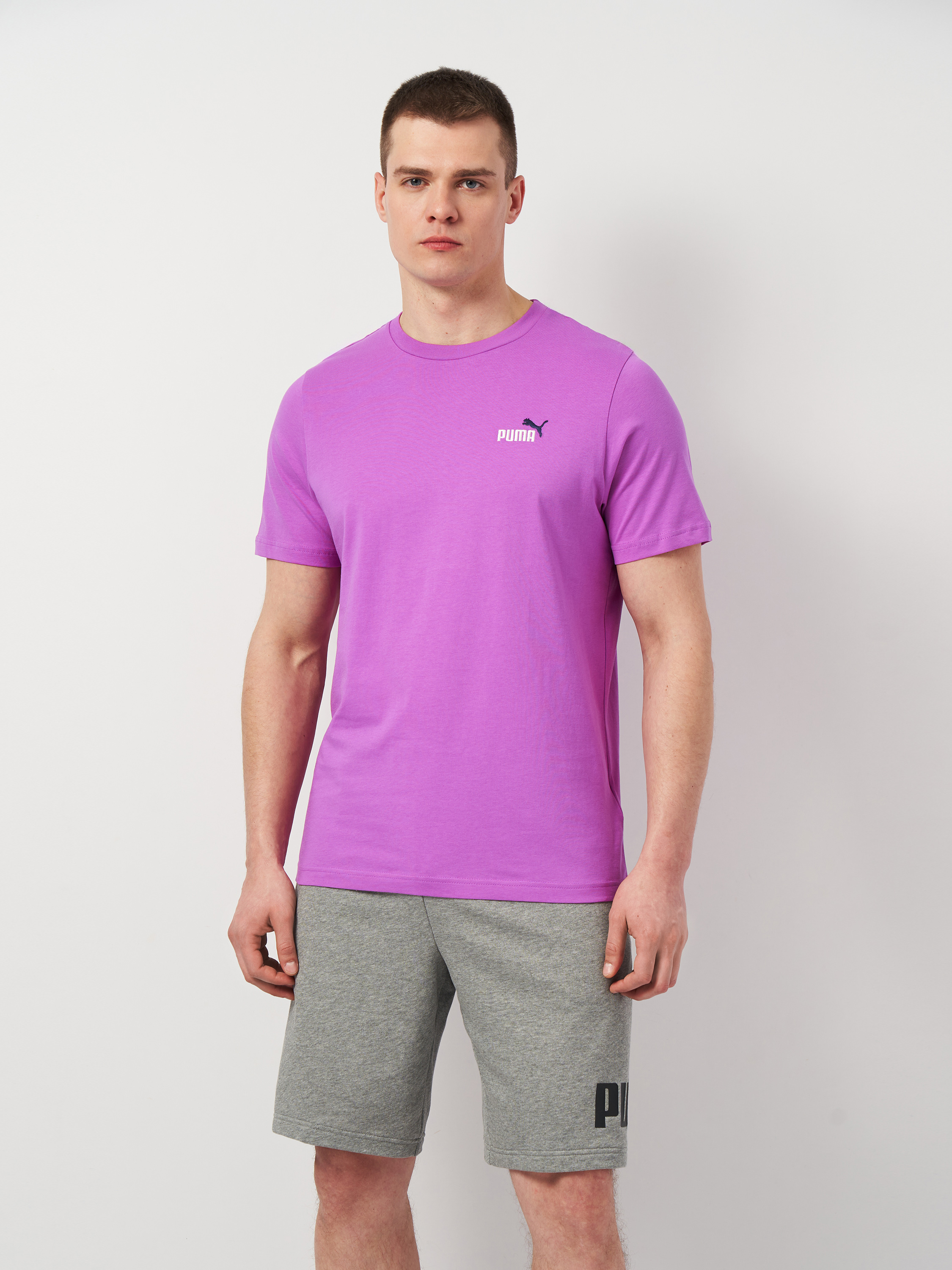 Акція на Футболка бавовняна довга чоловіча Puma Ess 2 Color Small No. 1 Logo Tee 68471789 M Wild Berry від Rozetka