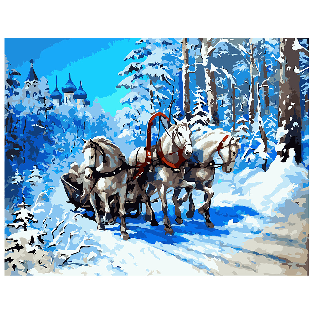 

Картина по номерам Зимняя упряжа, 40х50 см, Strateg (VA-1715)