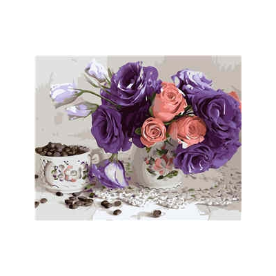 

Набір для розпису за номерами Strateg VA-1828 Натюрморт з еустомою 40х50 см (VA-1828-mt)