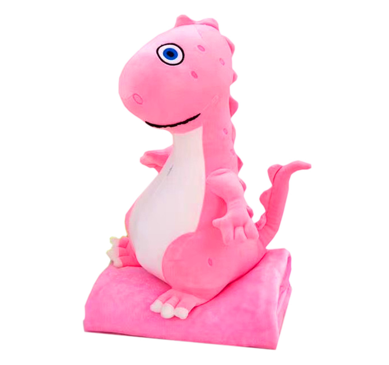 

Мягкая игрушка Динозавр Happy Toys, подушка с пледом, цвет розовый