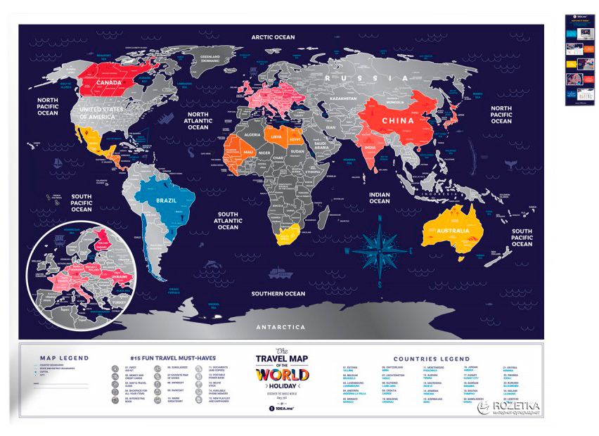 

Скретч-карта мира 1DEA.me Travel Map Holiday World в раме (HWF)