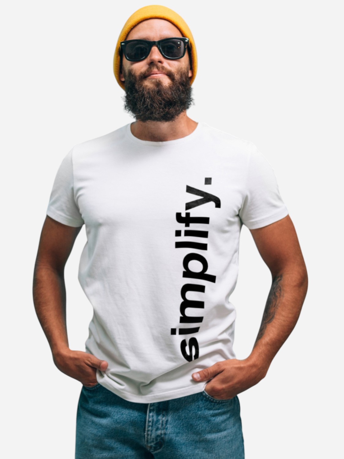 Акція на Футболка бавовняна довга чоловіча Ctrl Simplify CNTRLW10008 L Біла з принтом від Rozetka