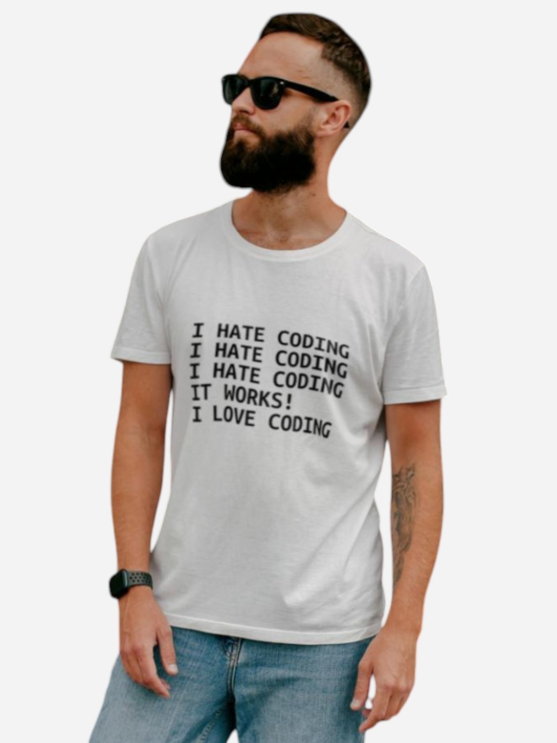 Акція на Футболка бавовняна довга чоловіча Ctrl I hate coding... CNTRLW10040 XL Біла з принтом від Rozetka