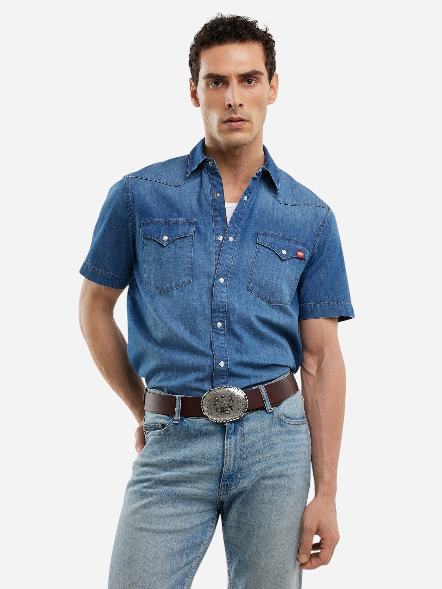 Сорочка джинсова літня чоловіча Big Star Short Sleeve Western 377 3XL Синя від Rozetka на платформі USKIDKA Акція на Сорочка джинсова літня чоловіча Big Star Short Sleeve Western 377 3XL Синя від Rozetka