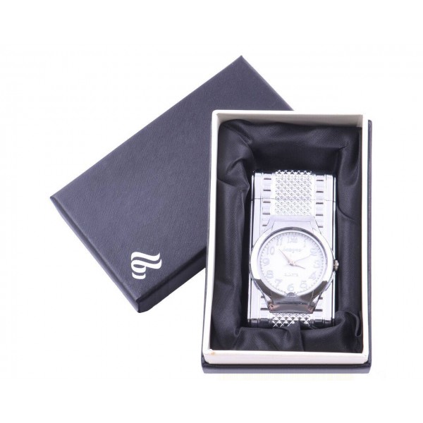 

Зажигалка в подарочной упаковке с часами (Турбо пламя) №4096 Silver
