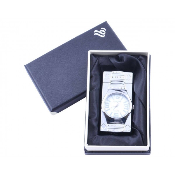 

Зажигалка в подарочной упаковке с часами (Турбо пламя) №4095 Silver
