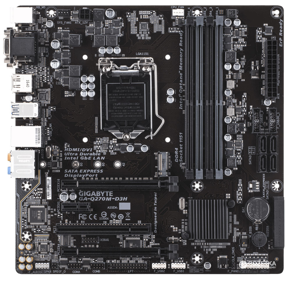 

Материнская плата Gigabyte GA-Q270M-D3H (s1151, Intel Q270, PCI-Ex16)
