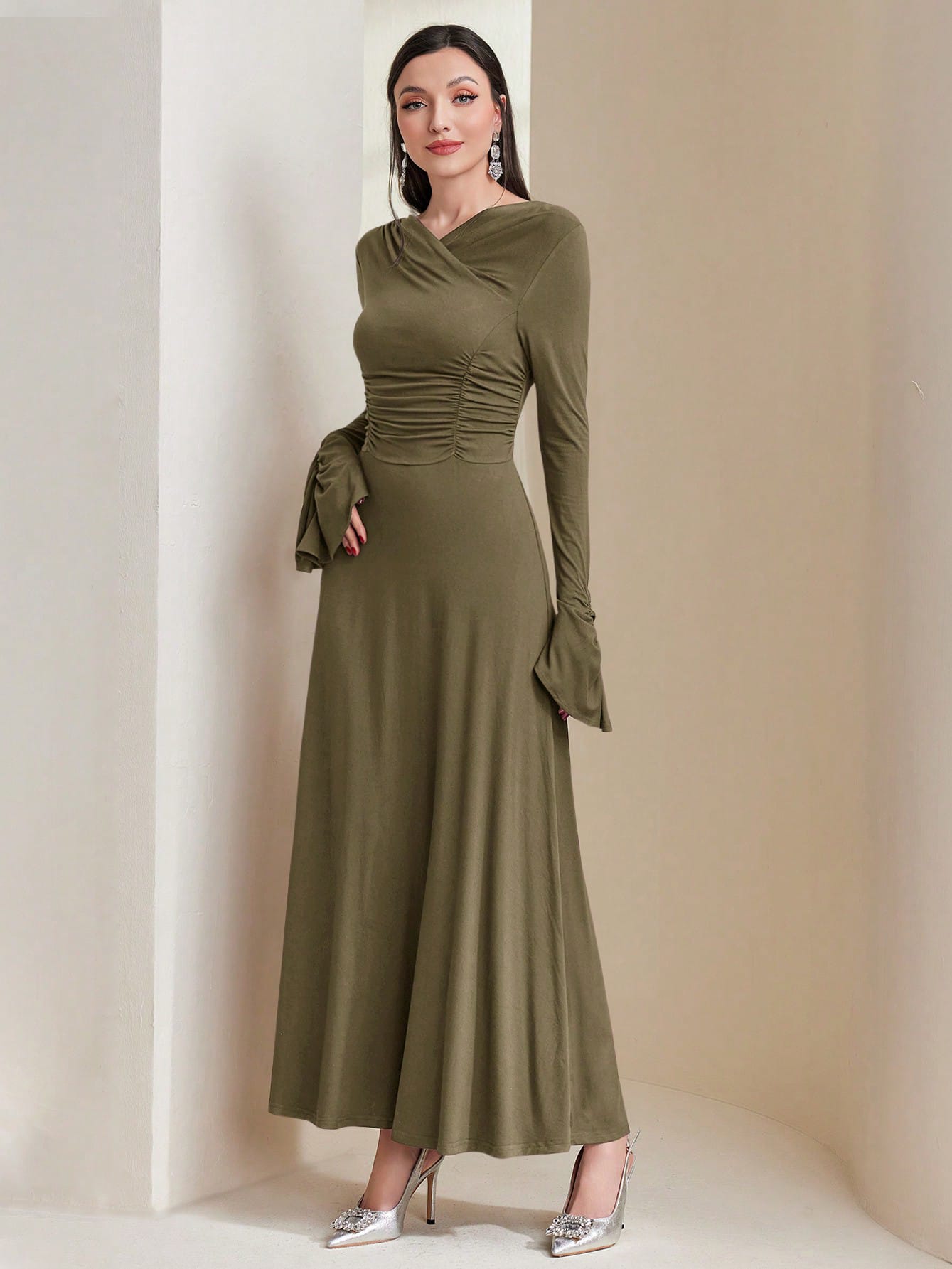Акція на Сукня осіння жіноча SHEIN GD-00130732 L Хакі від Rozetka
