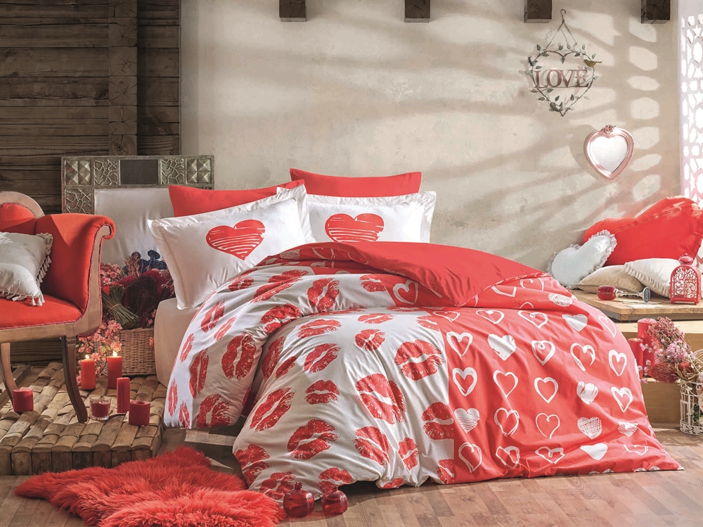 

КПБ HOBBY Poplin Love Me красный 200*220/2*50*70