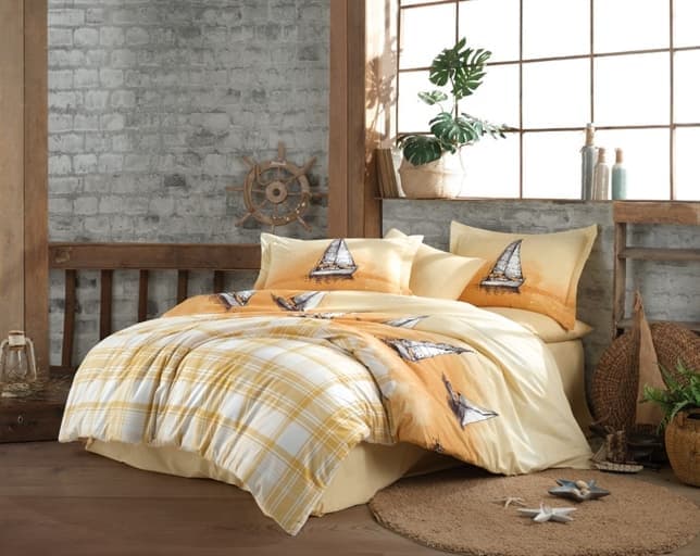 

КПБ HOBBY Poplin Maritim желтый 160*220/1*50*70