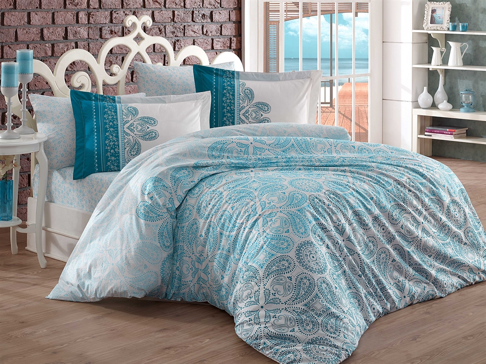 

КПБ HOBBY Poplin Irene бирюзовый 200*220/2*50*70