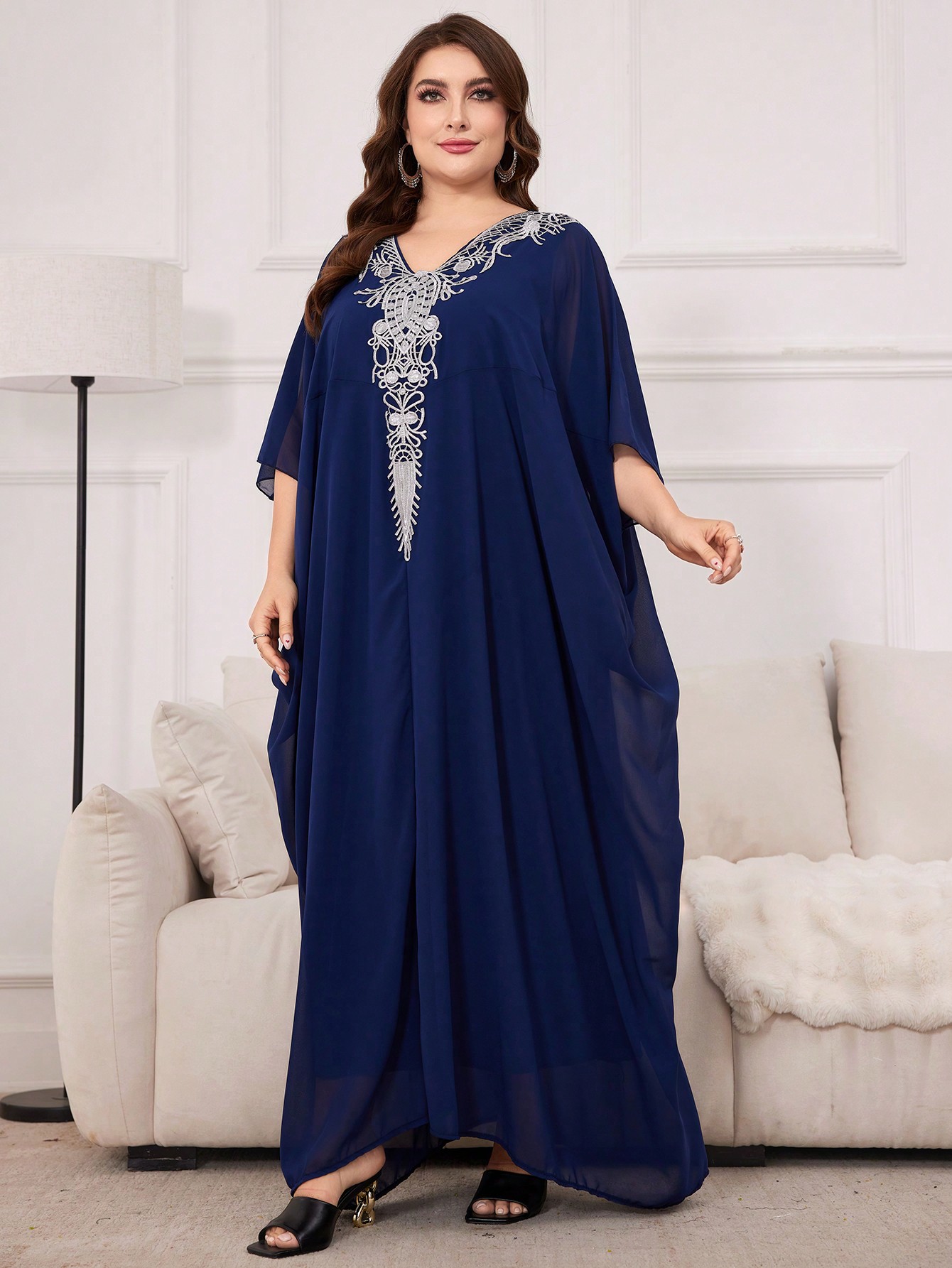 Акція на Плаття вечірнє довге літнє жіноче SHEIN GD-00118889 XL Темно-синє від Rozetka
